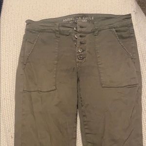 Army green skinny jeans